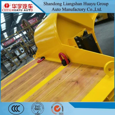 2 Axle Low Bed Wooden Platform Truck Trealer for Machine Transport